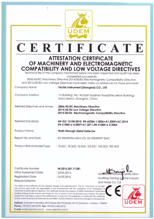Detektor výbušný techiky CE Certifikát