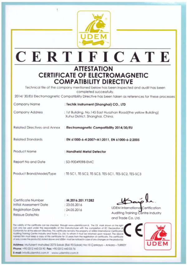 Techik CE Certificate explosive detector